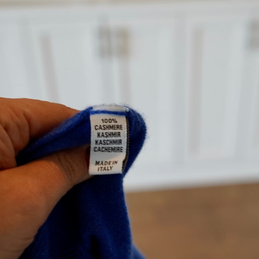 Mario Romano 100% Cashmere Quarter Zip Sweater Royal Blue Made in Italy SZ Small - Picture 3 of 6